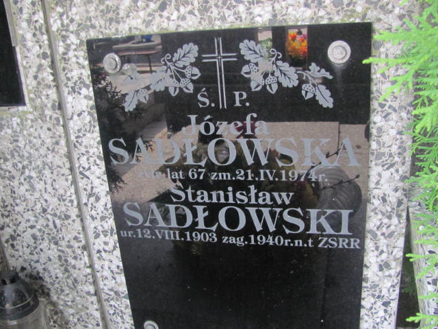 Stanisław Sadłowski 1903 Ostrów Mazowiecka - Grobonet - Wyszukiwarka osób pochowanych